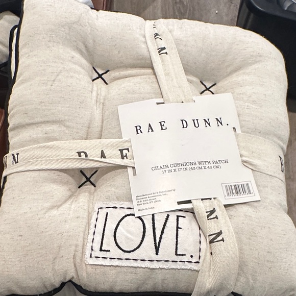 NWT Rae Dunn Cream Chair Cushions with LOVE Patch set of 4 - Picture 4 of 4